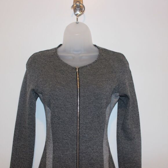 Theory  Chayenne Two-Tone Front-Zip Long Sleeve Mini dress Women 4 - Picture 6 of 14